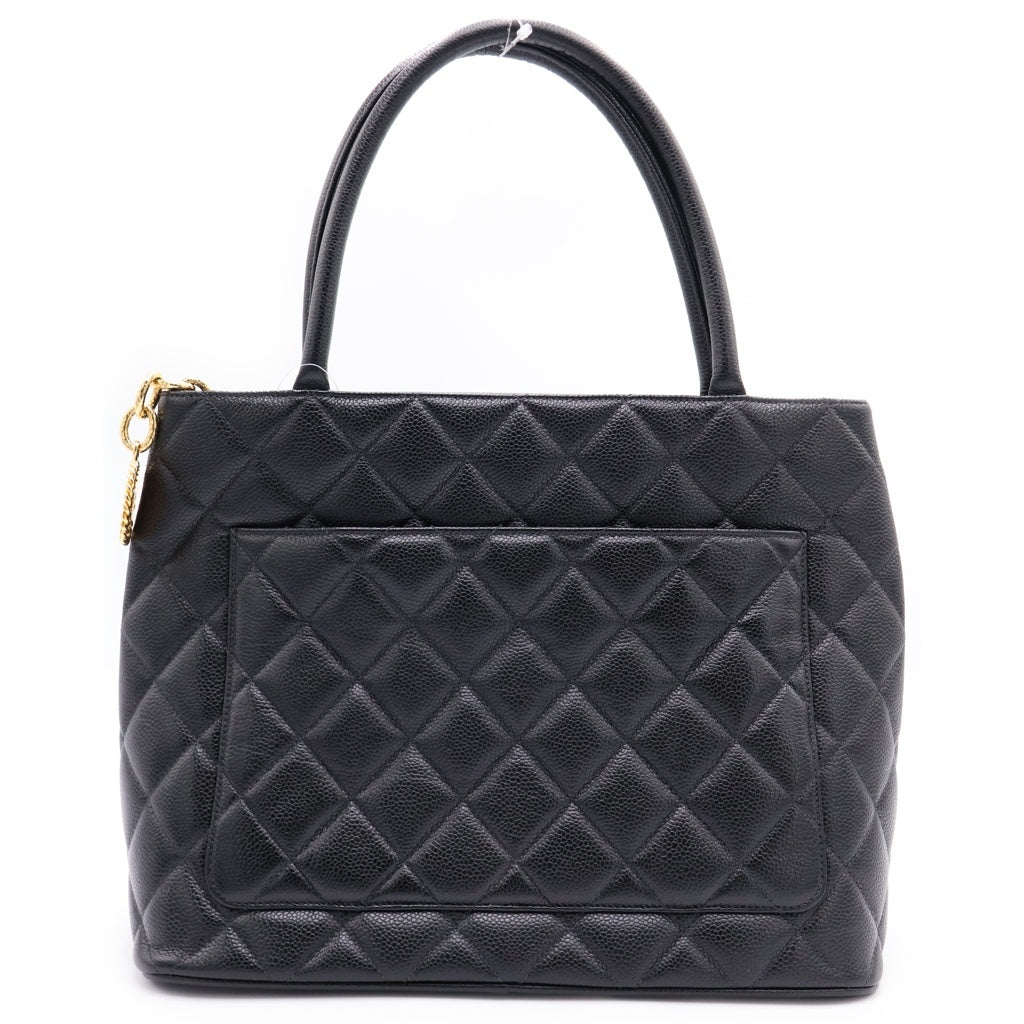 CHANEL(シャネル) 復刻トート ハンドバッグ ブラック キャビアスキン A01804 ゴールド金具 レディース