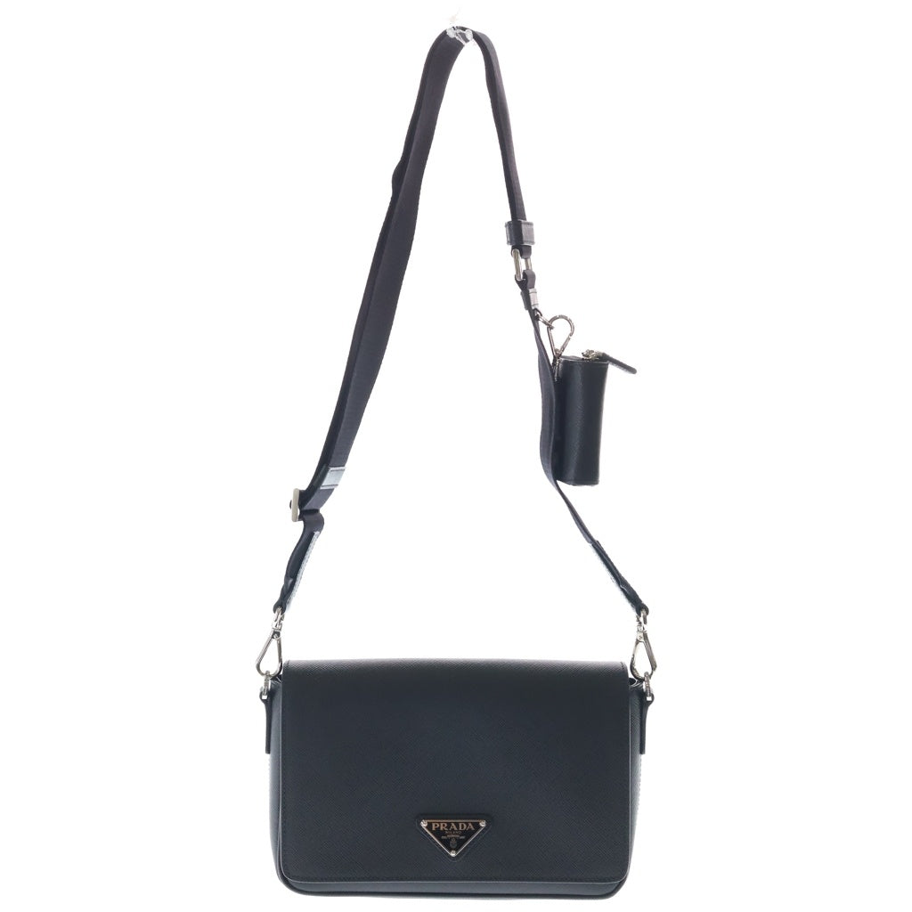 PRADA(プラダ) サフィアーノ ショルダーバッグ ブラック レザー 2VD059 シルバー金具 レディース
