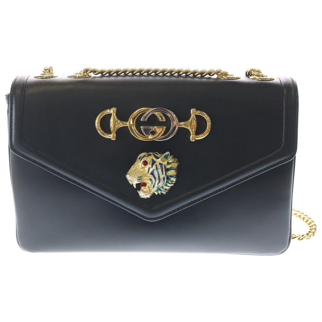 GUCCI(グッチ) ラジャMM ショルダーバッグ チェーンバッグ ブラック レザー 537241 ゴールド金具 レディース