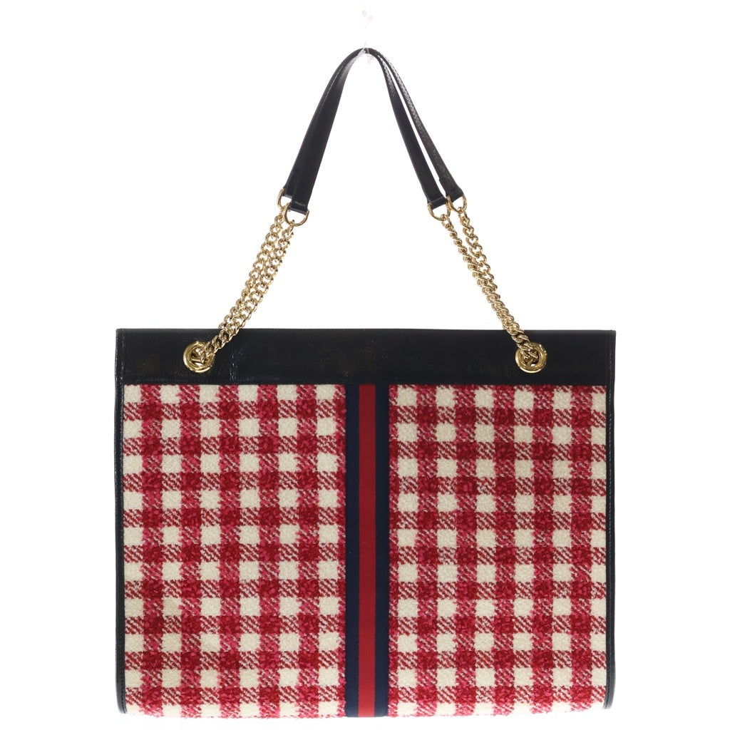 GUCCI(グッチ) RAJAH ラジャ ラージトートバッグ トートバッグ レッド×ブラック ツイード×レザー 537219 ゴールド金具 レディース