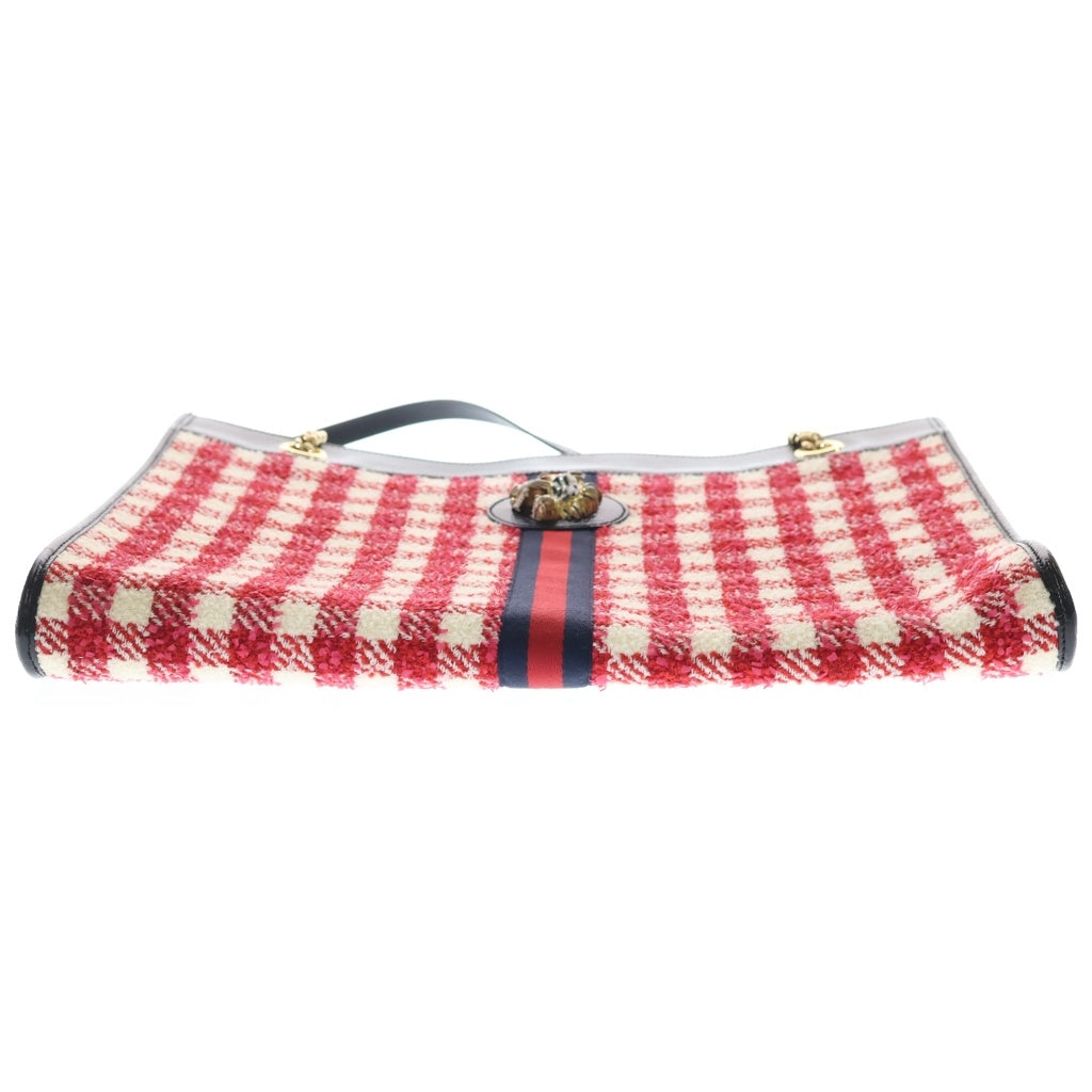 GUCCI(グッチ) RAJAH ラジャ ラージトートバッグ トートバッグ レッド×ブラック ツイード×レザー 537219 ゴールド金具 レディース