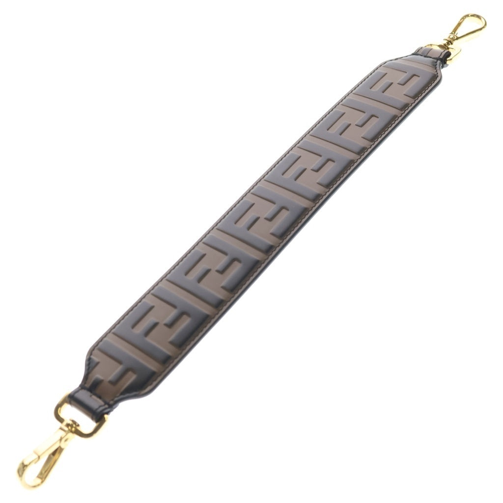 FENDI(フェンディ) ミニストラップユー ズッカ レザー ゴールド金具 8AV105 ショルダーストラップ ブラウン レディース