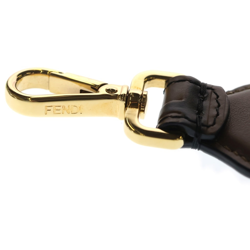 FENDI(フェンディ) ミニストラップユー ズッカ レザー ゴールド金具 8AV105 ショルダーストラップ ブラウン レディース