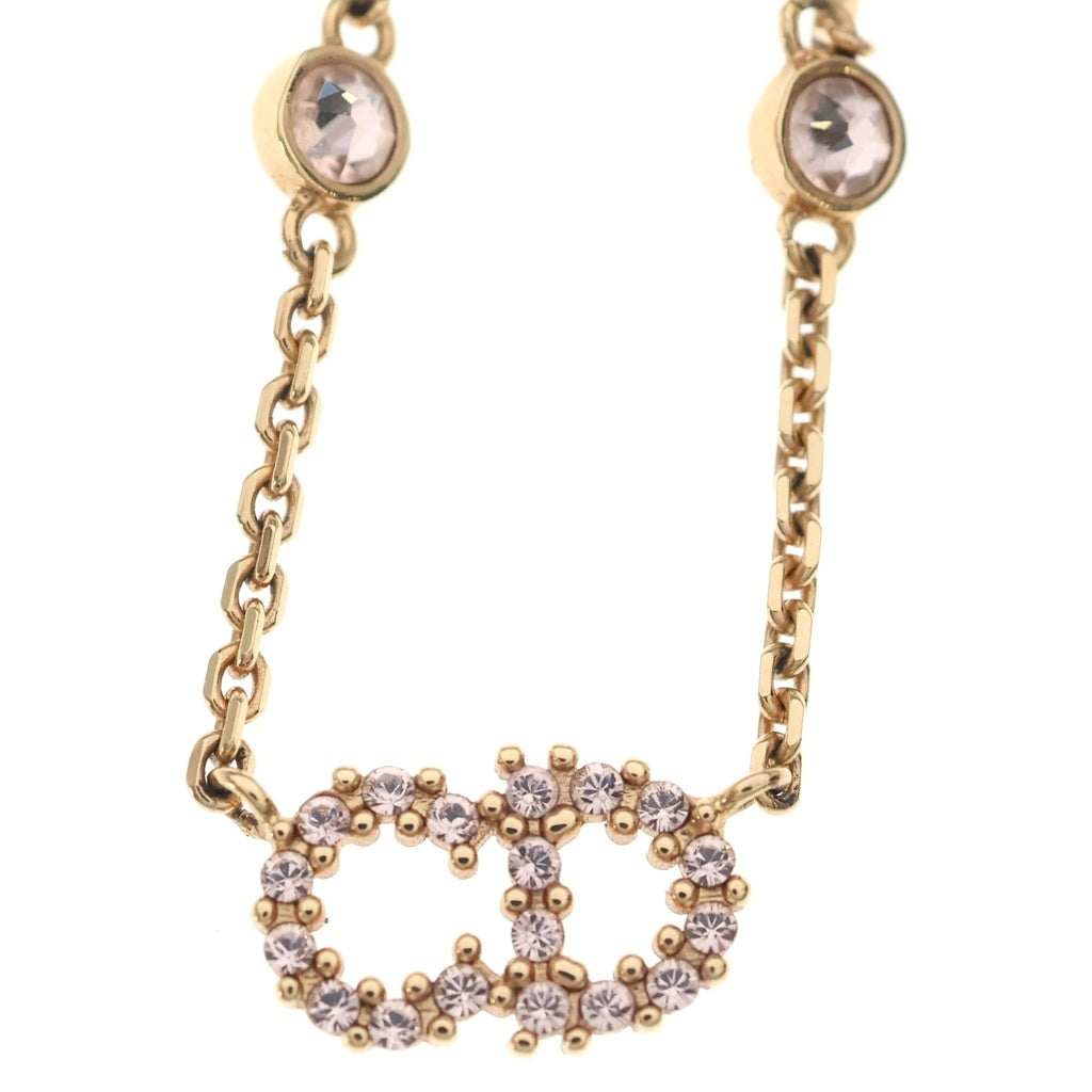 Christian Dior(クリスチャンディオール) Clair D Lune ラインストーン フェイクパール ネックレス ペンダント チェーン ピンクゴールド GP レディース