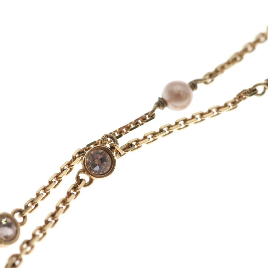 Christian Dior(クリスチャンディオール) Clair D Lune ラインストーン フェイクパール ネックレス ペンダント チェーン ピンクゴールド GP レディース