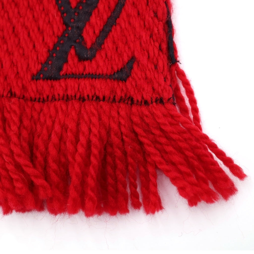 LOUIS VUITTON(ルイヴィトン) エシャルプ ロゴマニア ヴィトニット ネズミ モノグラム ジャガード シルク混 ウール マフラー レッド M76162 レディース