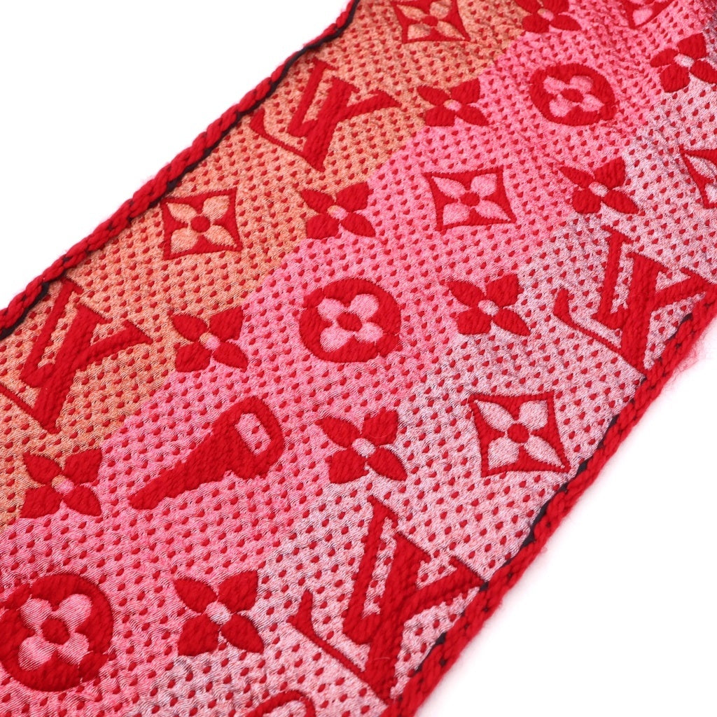 LOUIS VUITTON(ルイヴィトン) エシャルプ ロゴマニア ヴィトニット ネズミ モノグラム ジャガード シルク混 ウール マフラー レッド M76162 レディース