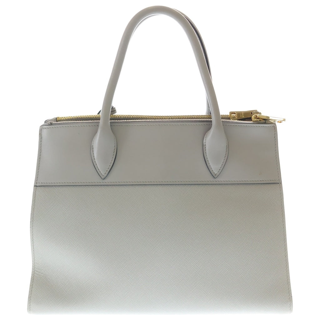 PRADA(プラダ) サフィアーノ パラディグム 2WAYショルダーバック ハンドバッグ グレー レザー 1BA102 ゴールド金具 レディース
