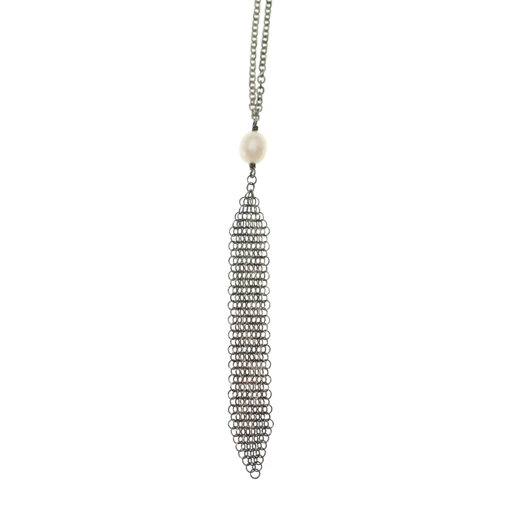 TIFFANY & Co.(ティファニー) メッシュ タッセル パール SV925 ネックレス シルバー レディース