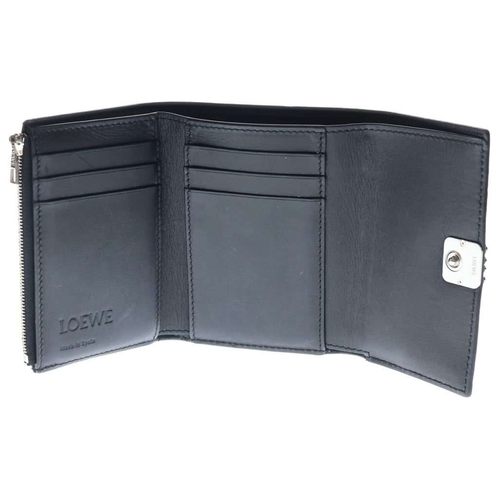 LOEWE(ロエベ) トライフォールド レザー 財布 ウォレット シルバー金具 レディース