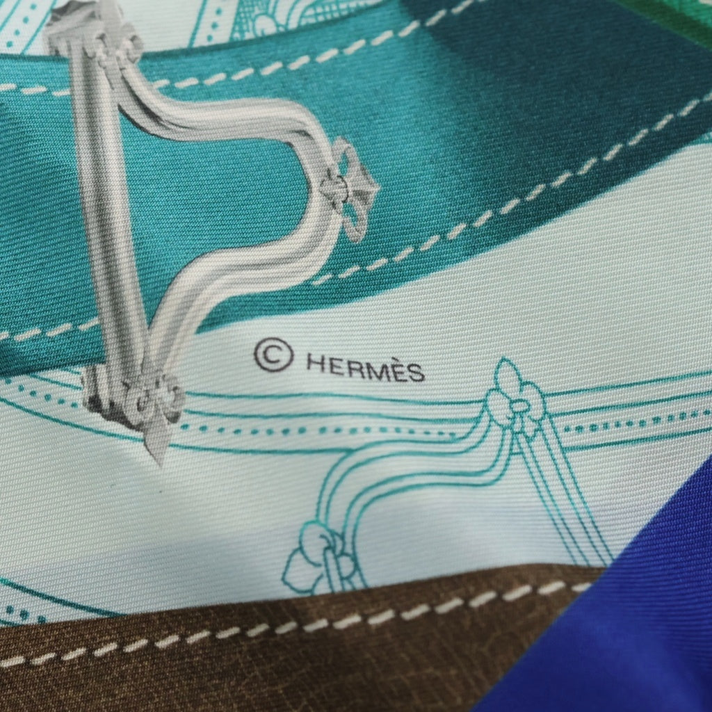 HERMES(エルメス) カレ90 CAVALCADOUR VOLTIGEUR カヴァルカドゥール ヴォルティジュール シルク スカーフ ブルー/マルチカラー レディース