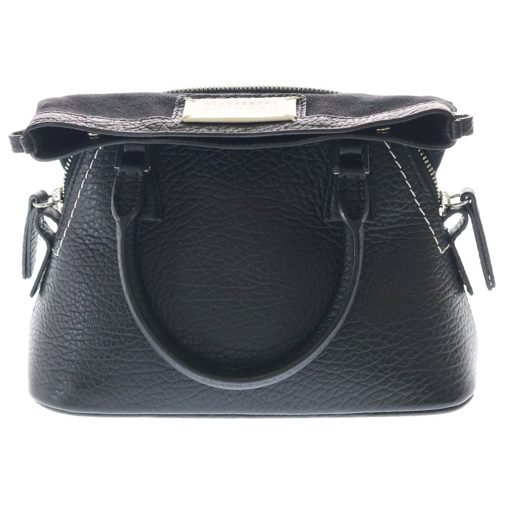 Maison Margiela(メゾンマルジェラ) 5ACマイクロバッグ 2WAYショルダーバッグ ハンドバッグ ブラック レザー シルバー金具 レディース