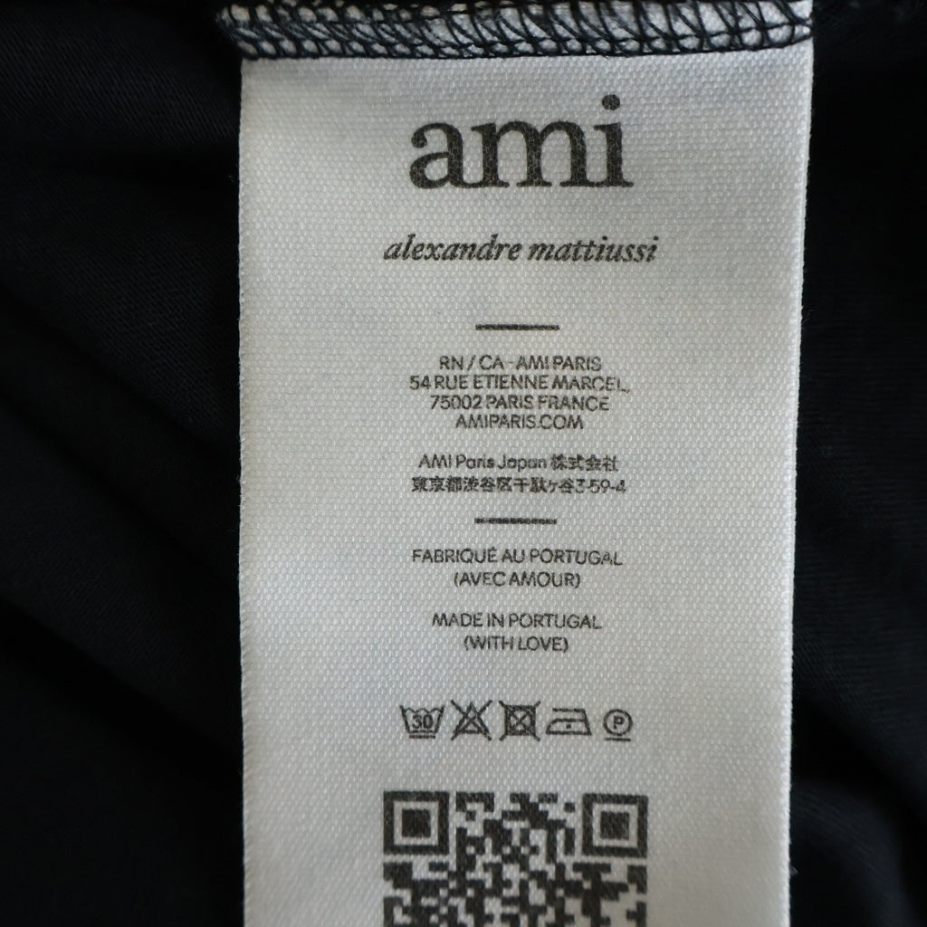 ami(アミ) ハートロゴ刺繍 クルーネックTシャツ カットソー ブラック UTS003.724