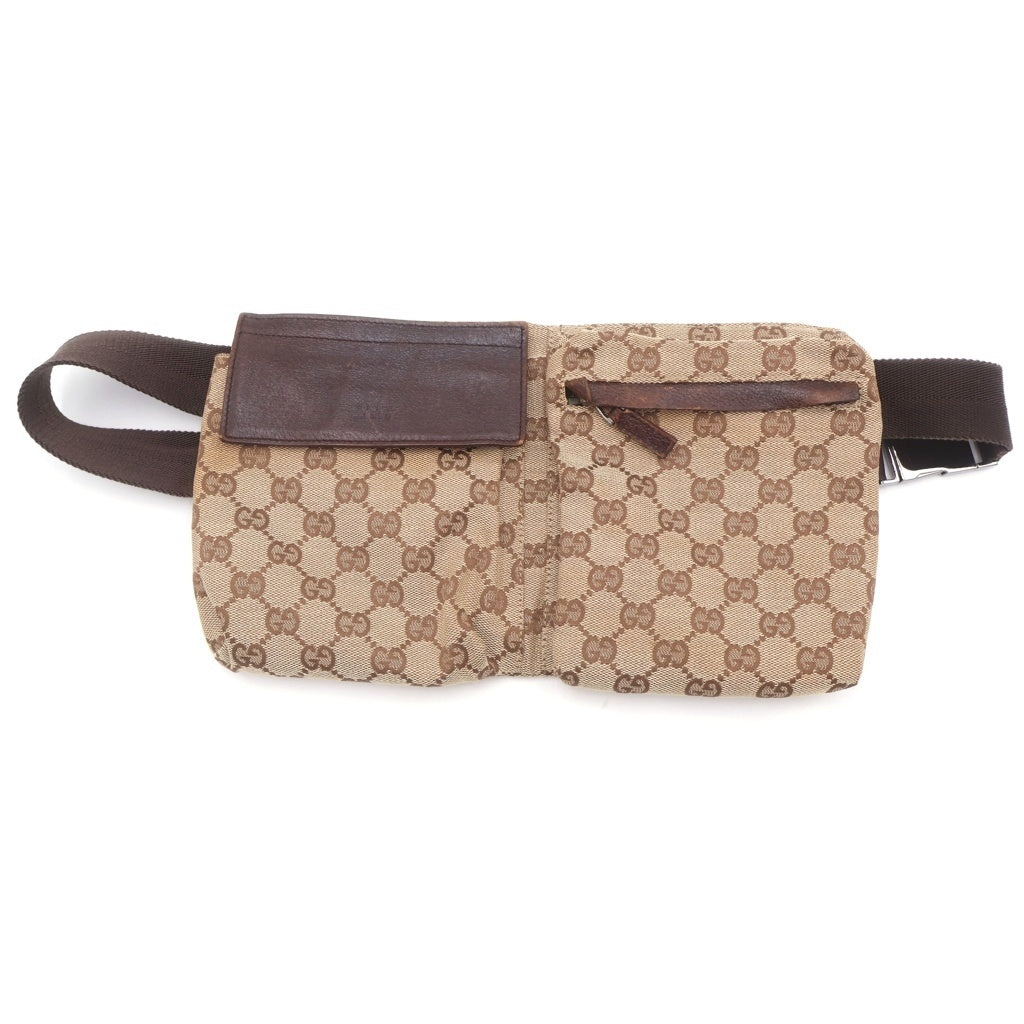 GUCCI(グッチ) GGキャンバス レザー ウエスト ボディバッグ ベージュ 28566 200047