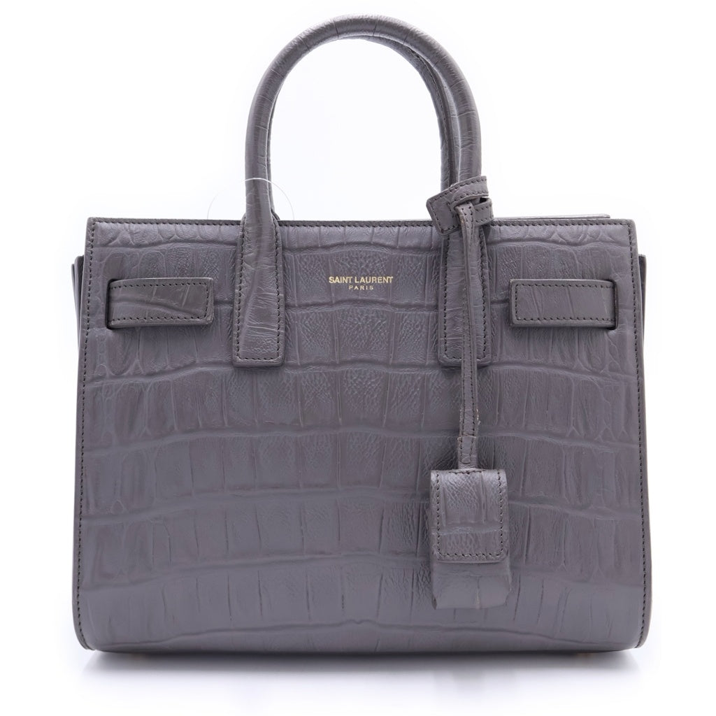 SAINT LAURENT PARIS(サンローランパリ) サックドジュール ナノ 2WAYバッグ ショルダーバッグ クロコ型押し グレー レザー 340778 レディース
