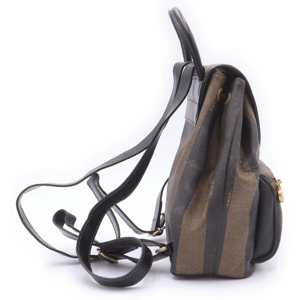 FENDI(フェンディ) ペカン ミニリュック バックパック ブラック×カーキ レザー ゴールド金具 レディース