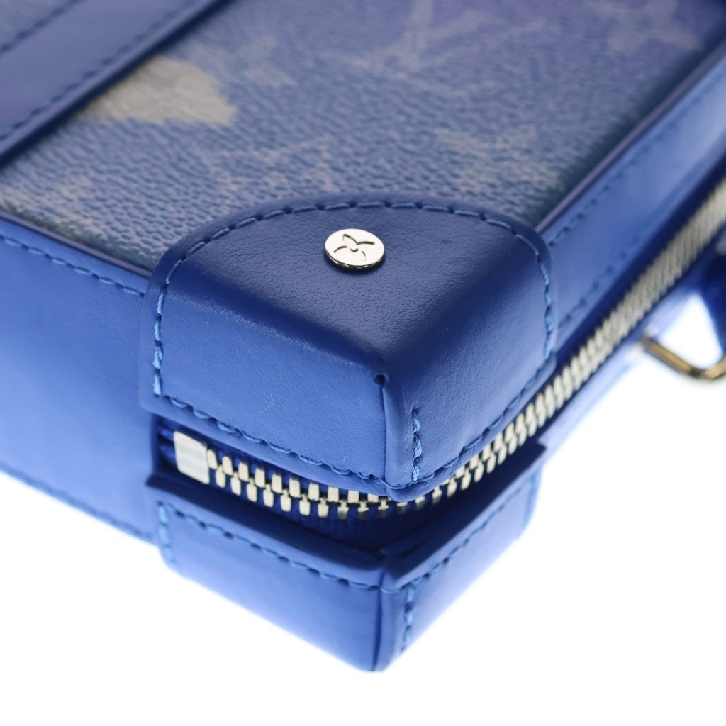 LOUIS VUITTON(ルイヴィトン) モノグラムクラウズ ソフトトランクウォレット ショルダーバッグ ミニバッグ ブルー レザー×PVC M45432 シルバー金具 レディース
