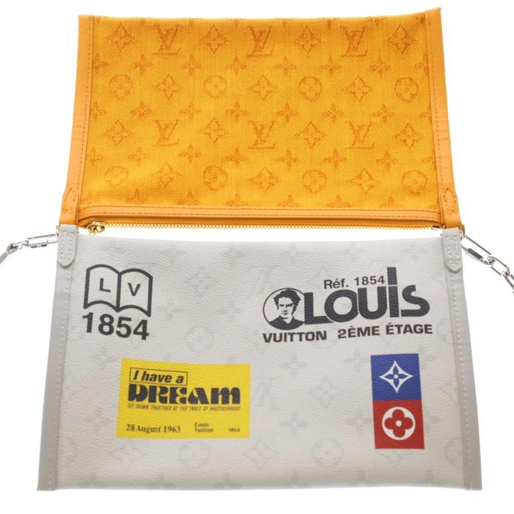 LOUIS VUITTON(ルイヴィトン) モノグラム フラットメッセンジャー ショルダーバッグ グレー レザー M44640 シルバー金具 レディース