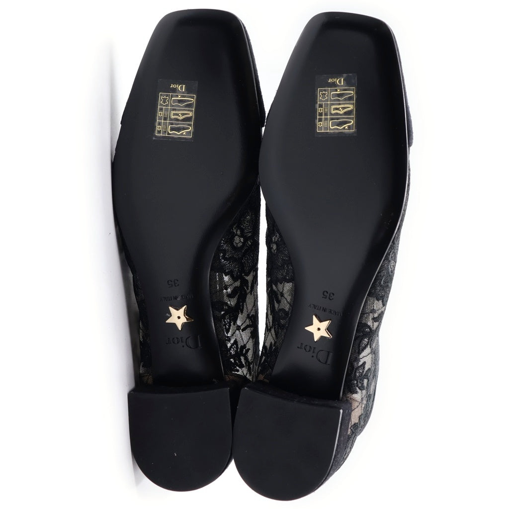 Christian Dior(クリスチャンディオール) Naughtily-D ノーティリーD フラワーレース スエードレザー ショートブーツ ブラック レディース
