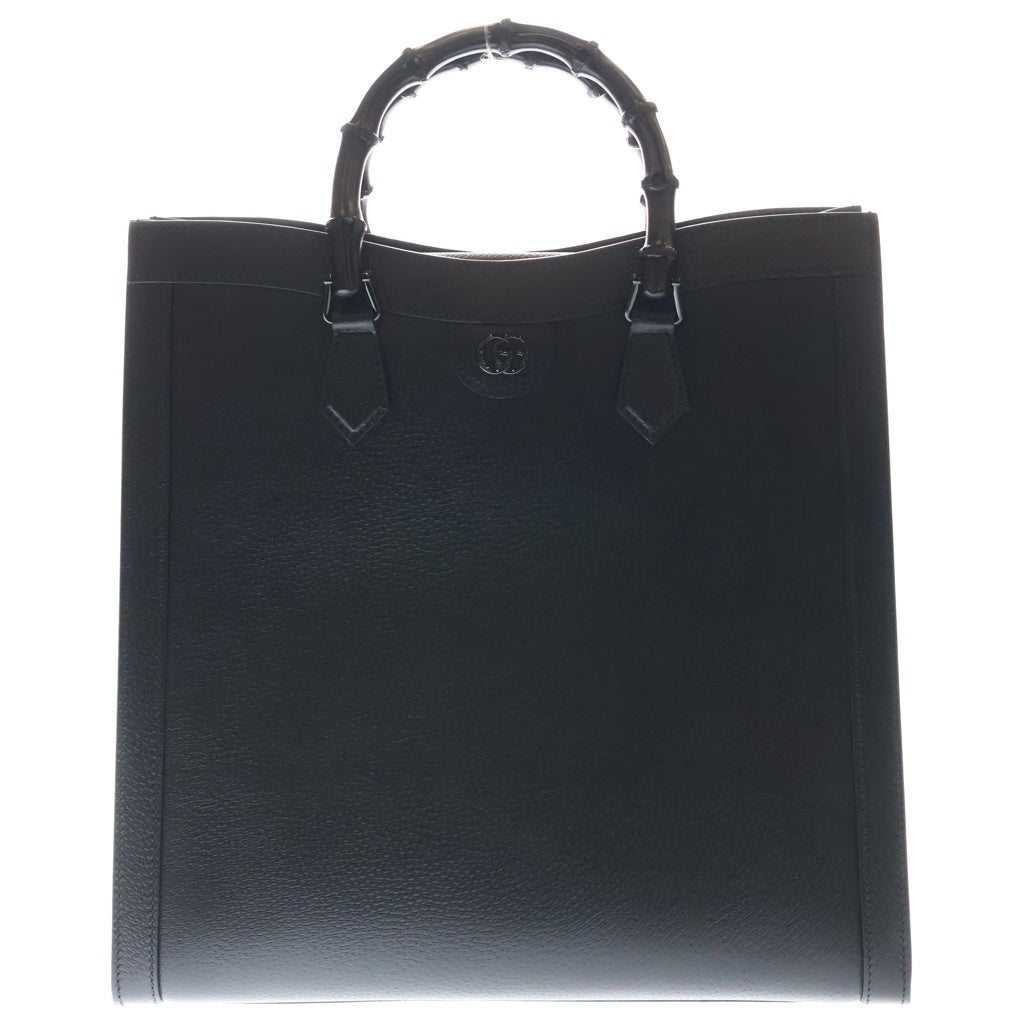 GUCCI(グッチ) バンブー ダイアナ ラージ ハンドバッグ トートバッグ ショルダーバッグ ブラック レザー 703218 ブラック金具 レディース