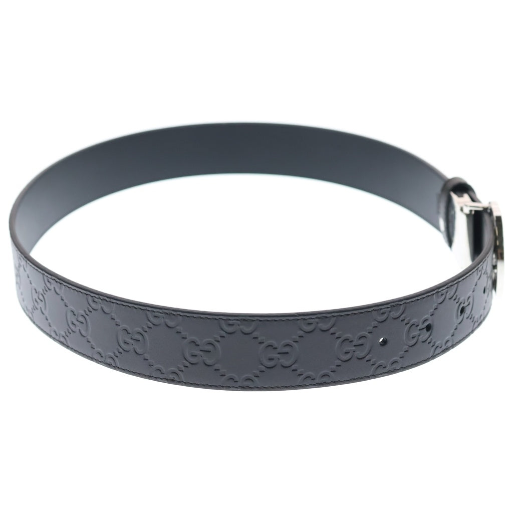 GUCCI(グッチ) インターロッキングG レザーベルト ブラウン レザー #80ー32 473030 シルバー金具
