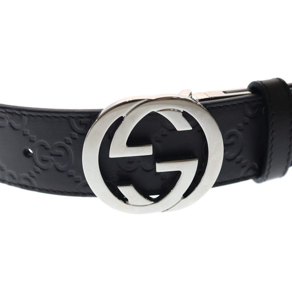GUCCI(グッチ) インターロッキングG レザーベルト ブラウン レザー #80ー32 473030 シルバー金具