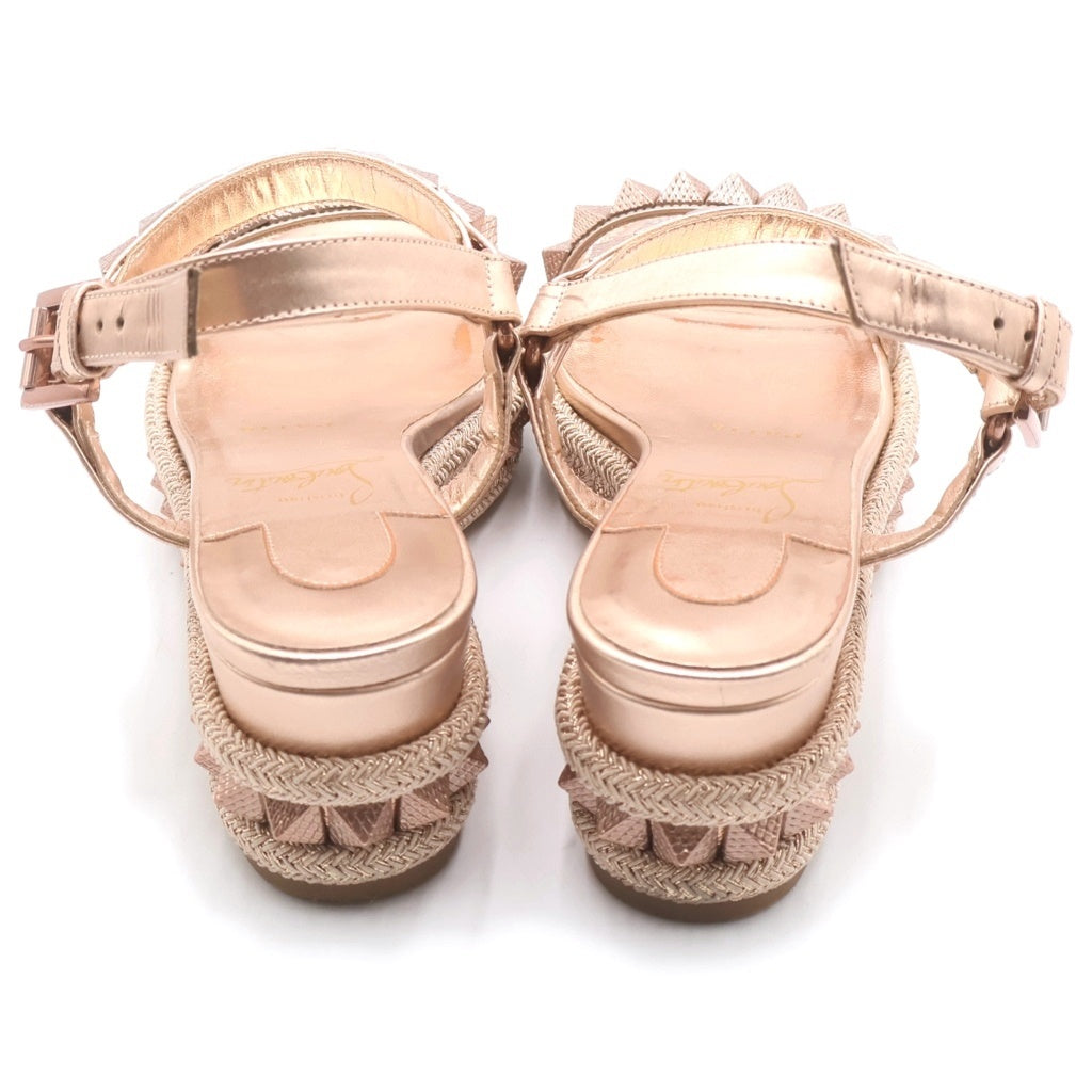 CHRISTIAN LOUBOUTIN(クリスチャンルブタン) ピラクロウ レザー ウェッジソールサンダル ピラミッドスパイク ピンク 1240073 レディース
