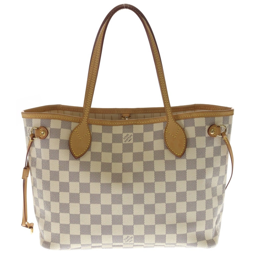 LOUIS VUITTON(ルイヴィトン) ダミエアズール ネヴァーフルPM ハンドバッグ トートバッグ アイボリー×ブラウン レザー×PVC N41362 ゴールド金具 レディース