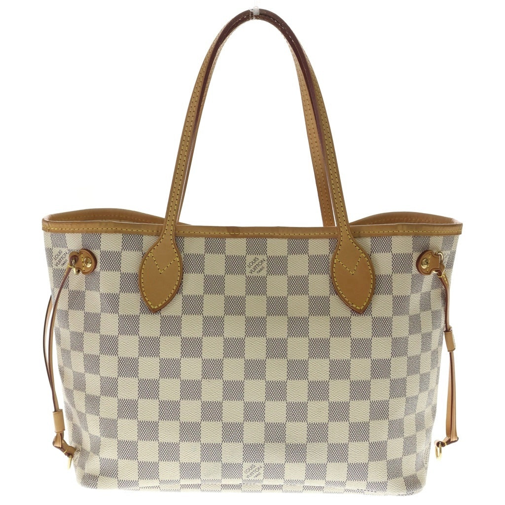 LOUIS VUITTON(ルイヴィトン) ダミエアズール ネヴァーフルPM ハンドバッグ トートバッグ アイボリー×ブラウン レザー×PVC N41362 ゴールド金具 レディース