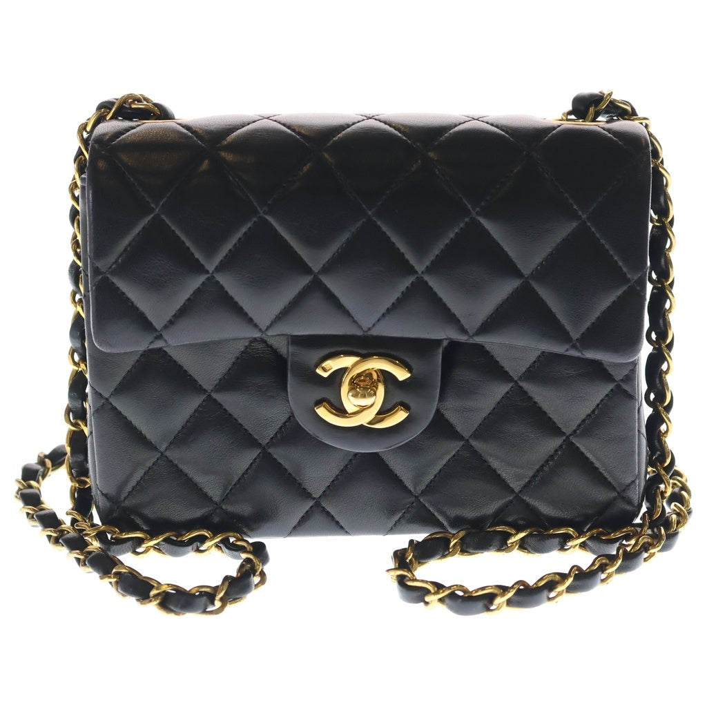 CHANEL(シャネル) ミニマトラッセ ラムスキン レザー Sフラップ Sチェーンショルダーバッグ ゴールド金具 ブラック 3番台 A01115 レディース