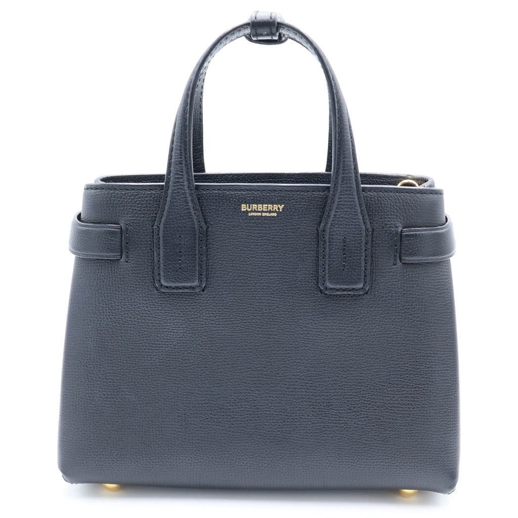 BURBERRY(バーバリー) スモールバナー 2WAY ハンド ショルダーバッグ レザー ブラック レディース
