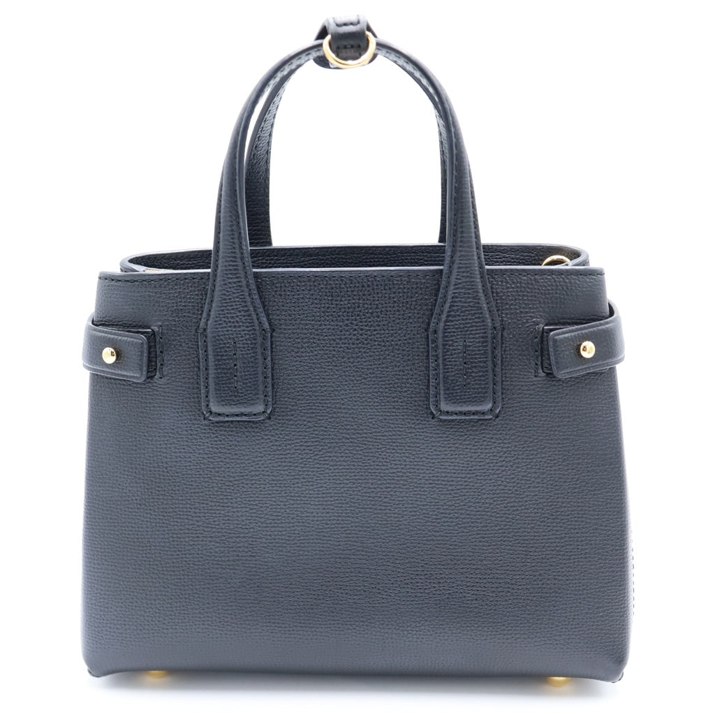 BURBERRY(バーバリー) スモールバナー 2WAY ハンド ショルダーバッグ レザー ブラック レディース