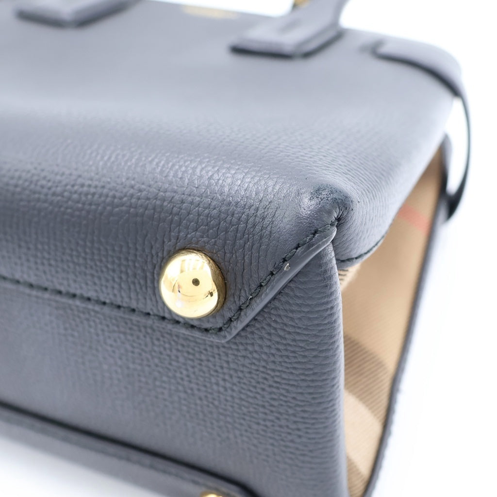 BURBERRY(バーバリー) スモールバナー 2WAY ハンド ショルダーバッグ レザー ブラック レディース
