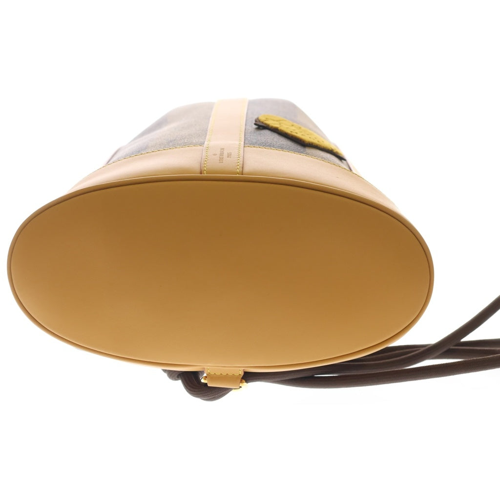LOUIS VUITTON(ルイヴィトン) モノグラム ストライプ ランドネ メッセンジャー ショルダーバッグ ブラウン レザー×PVC M45968 ゴールド金具 レディース