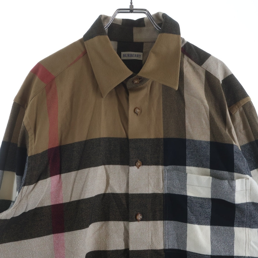 BURBERRY(バーバリー) Claverdon ビッグチェック総柄 コットン 長袖シャツ ブラウン 8112107