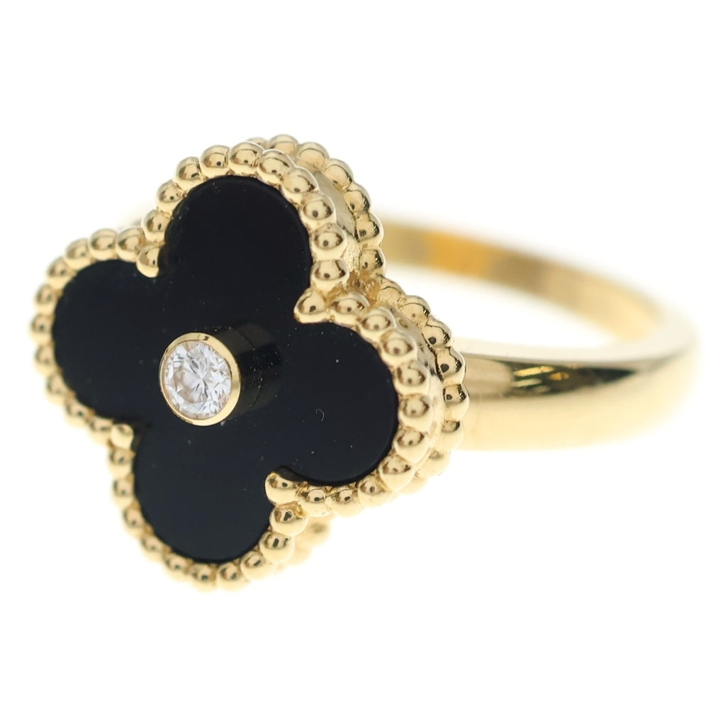 Van Cleef & Arpels(ヴァンクリーフアンドアーペル) ヴィンテージアルハンブラ オニキス 1Pダイヤ リング イエローゴールド #54 VCARA41054 レディース