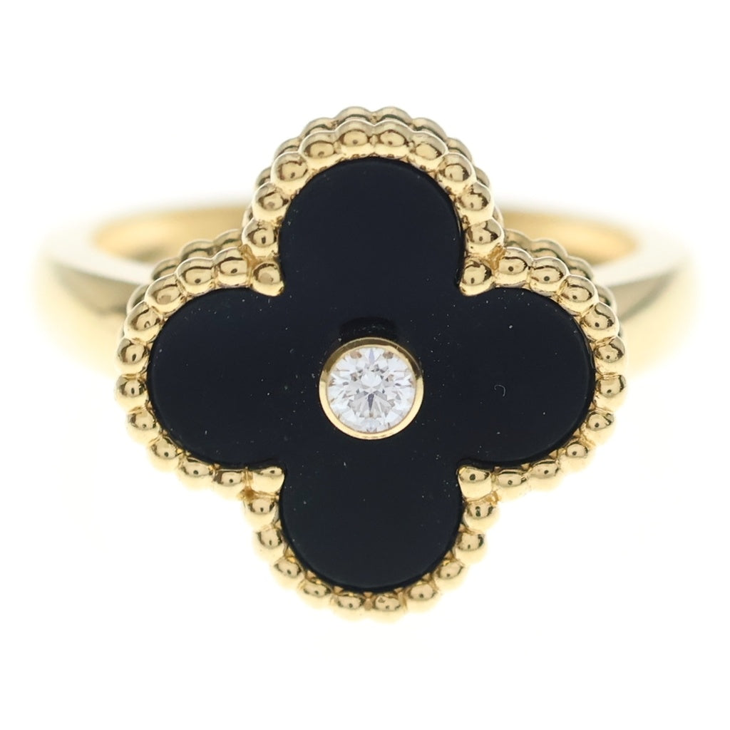 Van Cleef & Arpels(ヴァンクリーフアンドアーペル) ヴィンテージアルハンブラ オニキス 1Pダイヤ リング イエローゴールド #54 VCARA41054 レディース