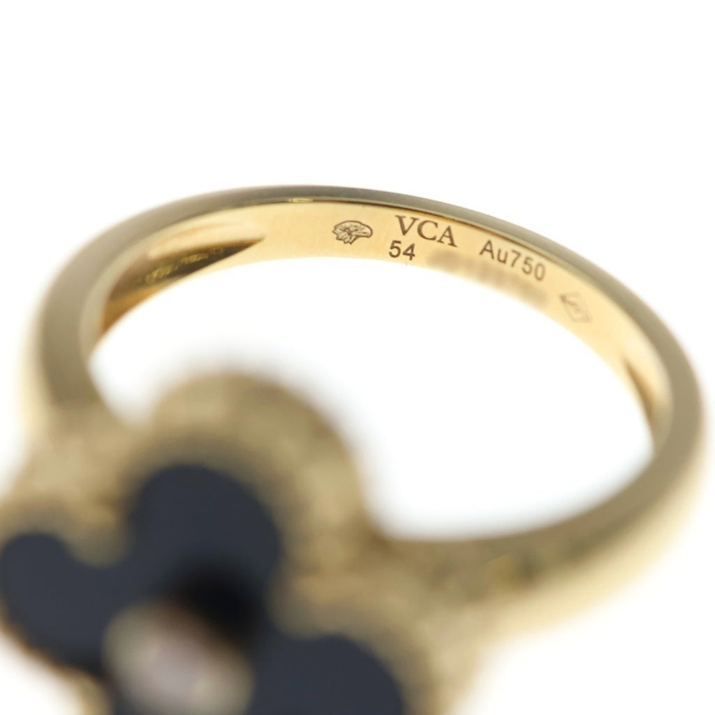 Van Cleef & Arpels(ヴァンクリーフアンドアーペル) ヴィンテージアルハンブラ オニキス 1Pダイヤ リング イエローゴールド #54 VCARA41054 レディース