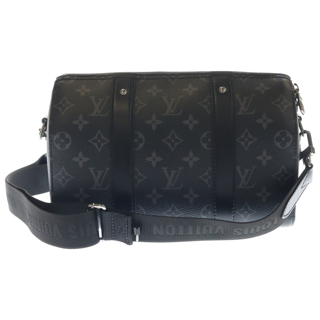 LOUIS VUITTON(ルイヴィトン) モノグラムエクリプス シティキーポル 2WAYバッグ ハンドバッグ ショルダーバッグ ブラック レザー×PVC M45936 シルバー金具 レディース
