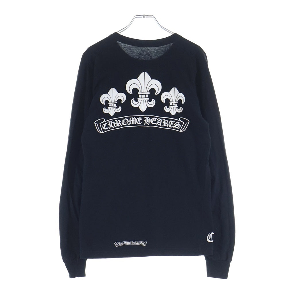 CHROME HEARTS(クロムハーツ) BSフレア スクロールラベル 長袖Tシャツ ロングスリーブ ロンT コットン ブラック