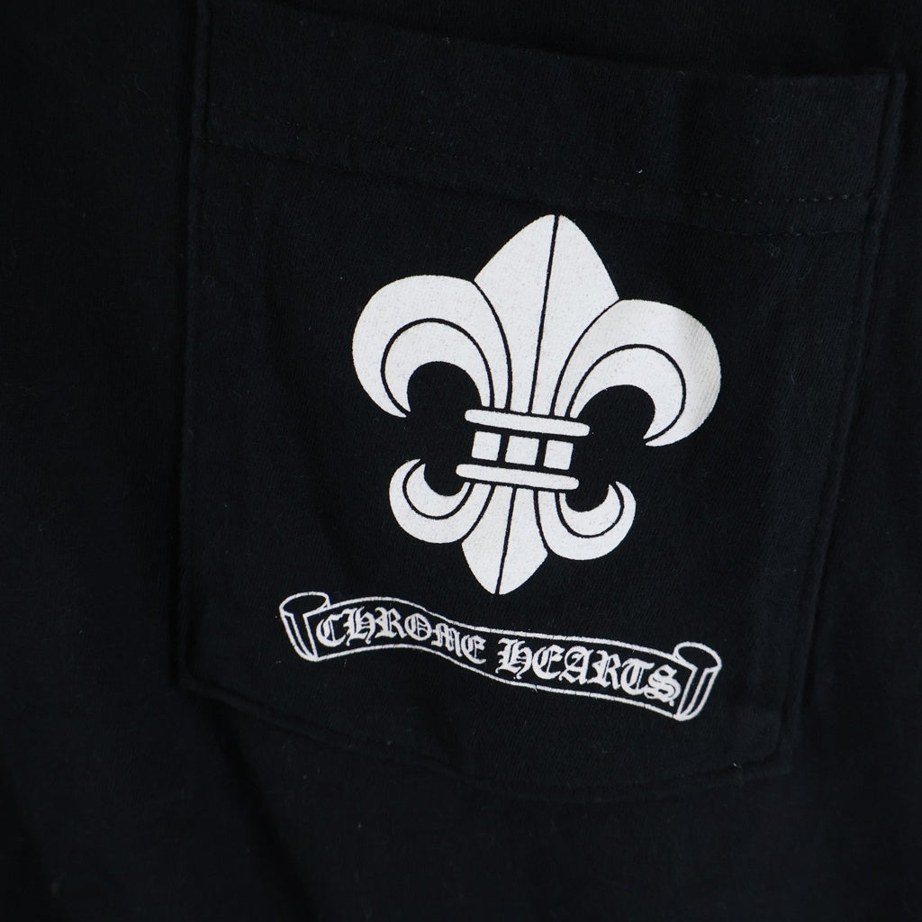 CHROME HEARTS(クロムハーツ) BSフレア スクロールラベル 長袖Tシャツ ロングスリーブ ロンT コットン ブラック