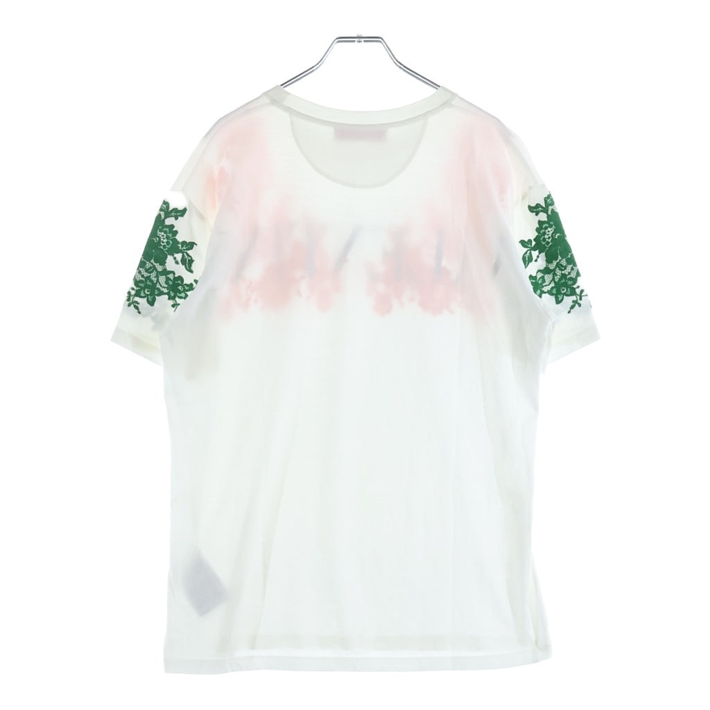 VALENTINO(ヴァレンティノ) 花柄刺繍 ロゴプリント クルーネック半袖Tシャツ カットソー ホワイト コットン XB3MG16F6YN レディース
