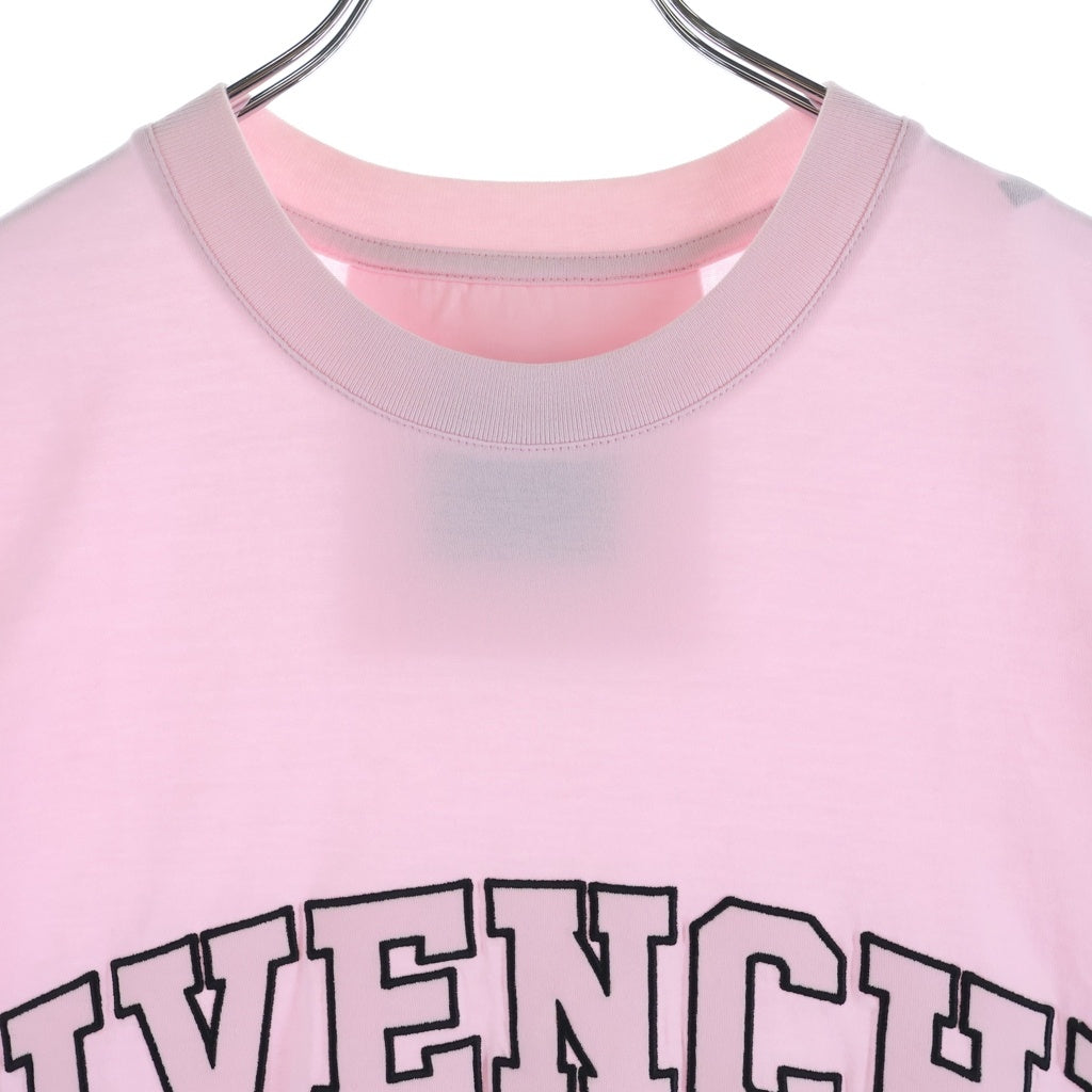 GIVENCHY(ジバンシィ) フロントロゴ刺繍 半袖トップス Tシャツ カットソー コットン ピンク BW707Y3ZAG レディース