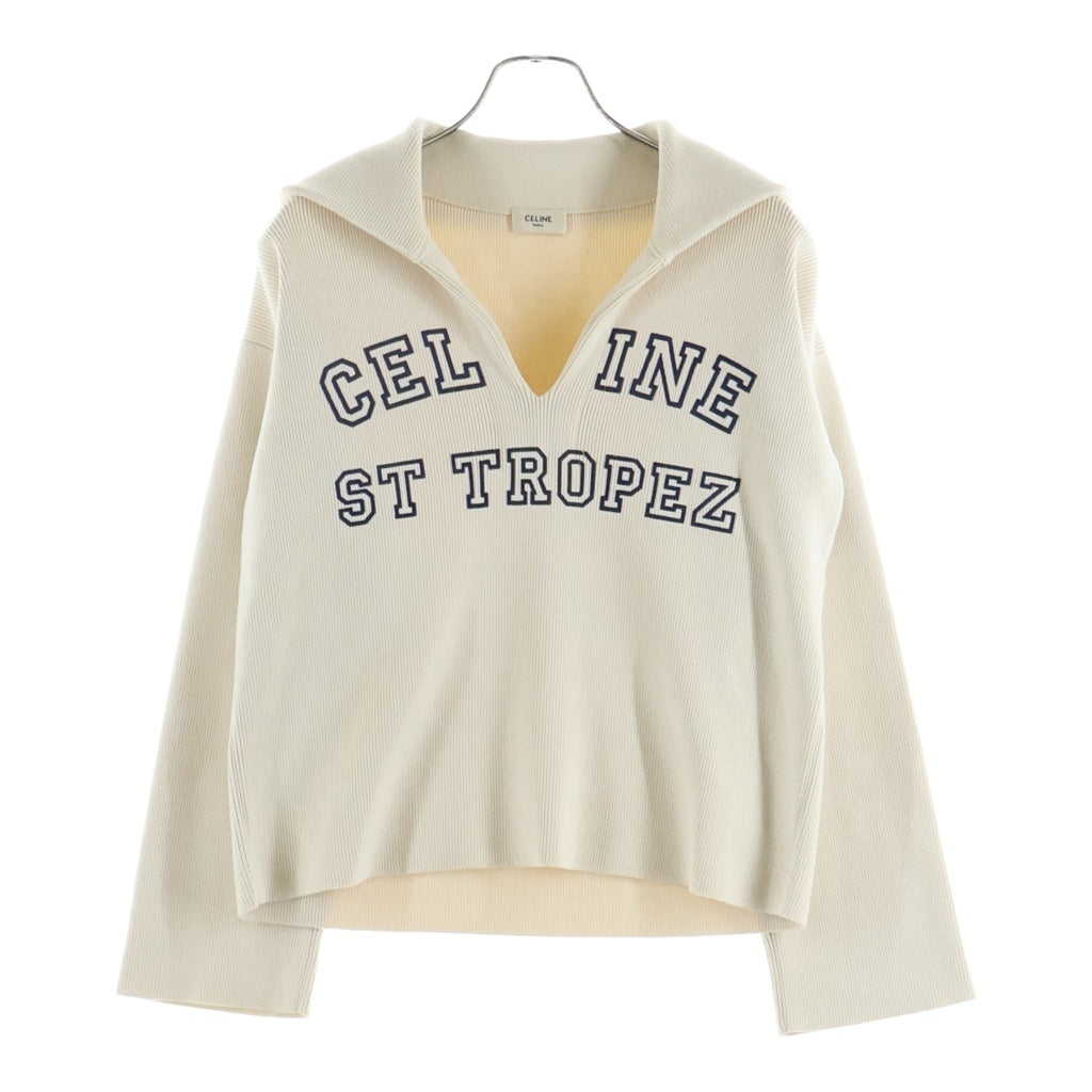 CELINE(セリーヌ) フロントロゴ リブ編み長袖ニット セーター ベージュ 2A54O821J レディース