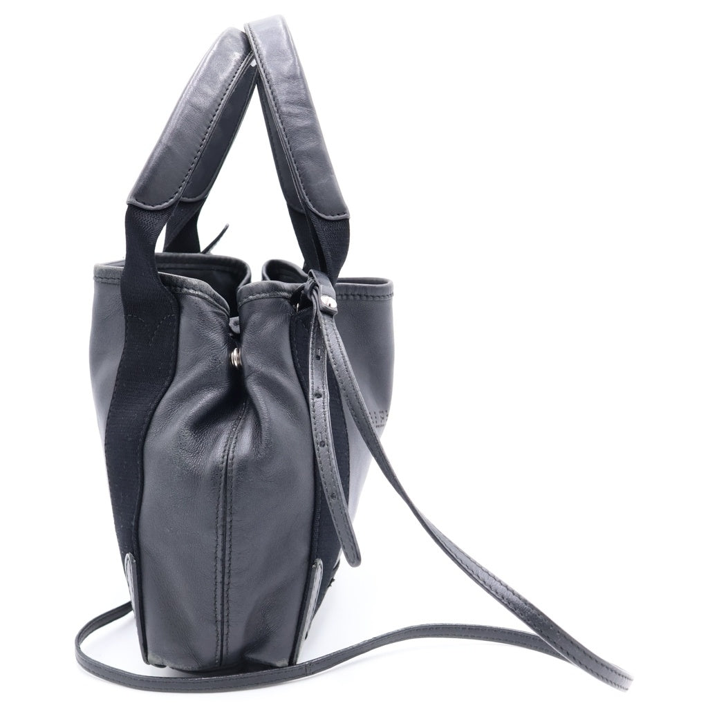BALENCIAGA(バレンシアガ) ネイビーカバスXS レザー キャンバス 2WAY ハンドバッグ ショルダーハンドバッグ ブラック 390346 レディース