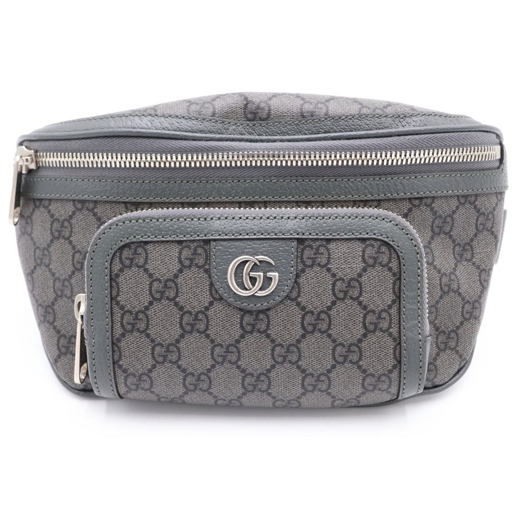GUCCI(グッチ) ダブルG オフィディア ベルト ウエスト ボディバッグ ショルダーバッグ カーキ グレー GGキャンバス 733868 シルバー金具 レディース