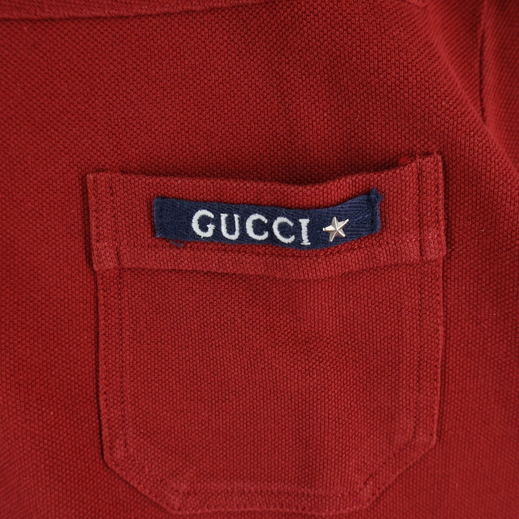 GUCCI(グッチ) スター ロゴ刺繍 ニット 半袖ポロシャツ レッド 211746 レディース