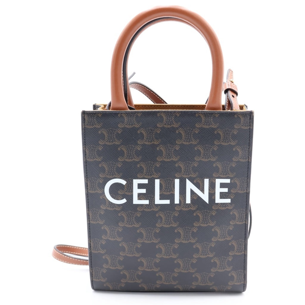 CELINE(セリーヌ) トリオンフ バーティカルカバ ミニ PVC レザー 2WAY ハンドバッグ ショルダーバッグ ブラウン レディース