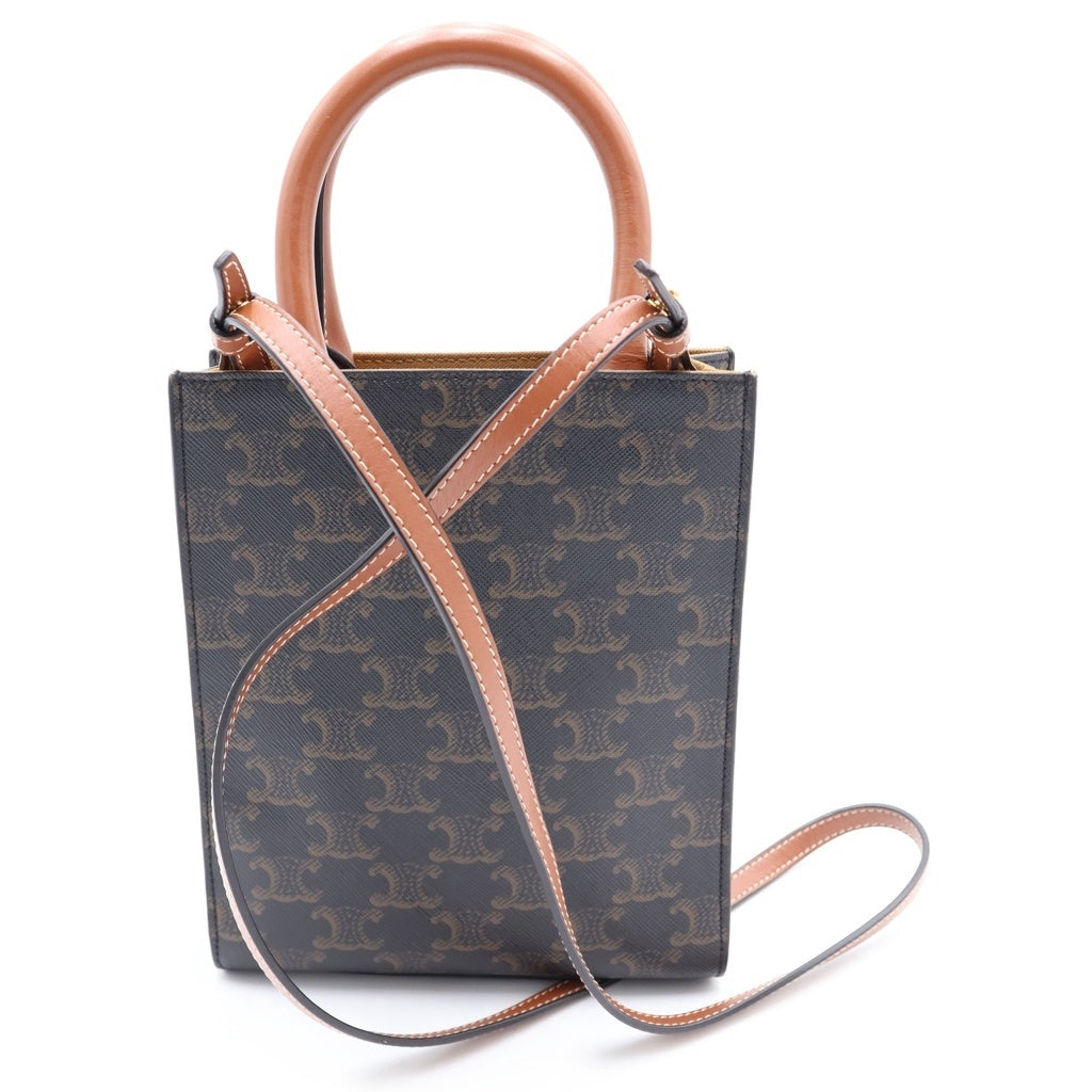 CELINE(セリーヌ) トリオンフ バーティカルカバ ミニ PVC レザー 2WAY ハンドバッグ ショルダーバッグ ブラウン レディース