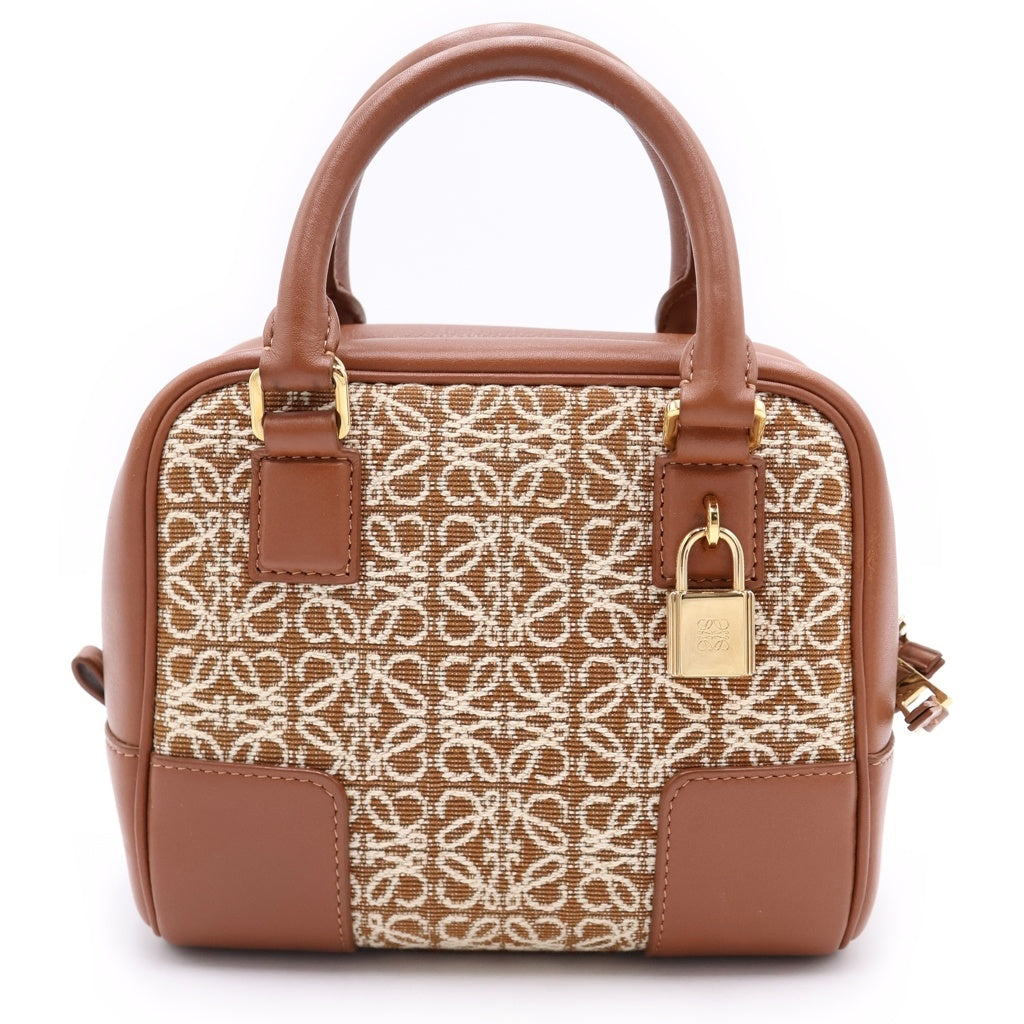 LOEWE(ロエベ) アマソナ16 アナグラム ジャガード カーフスキン 2WAY スクエア ハンドバッグ ショルダーバッグ ブラウン A039N21X03 レディース
